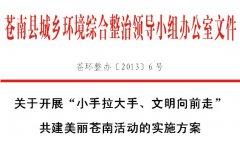关于开展“小手拉大手、文明向前走”共建美丽苍南活动的实施方案
