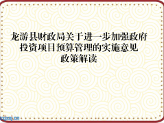 <b>《龙游县财政局关于进一步加强政府投资项目预算管理的实施意见》政策解读</b>