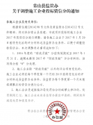 常山县监管办关于调整施工企业投标资信分的通知