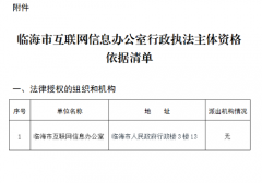 临海市司法局关于确认临海市互联网信息办公室行政执法主体资格的公告